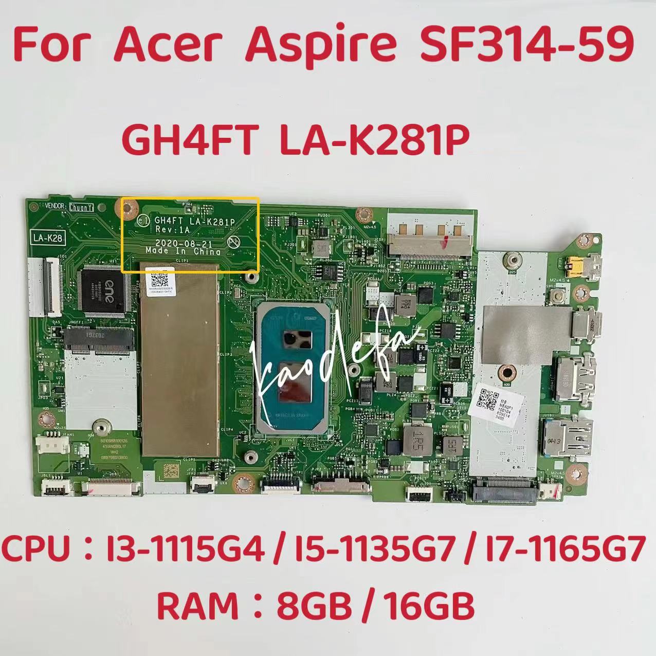 Laptop Motherboard  For Acer A - Ddr4 8Gb recension och pris